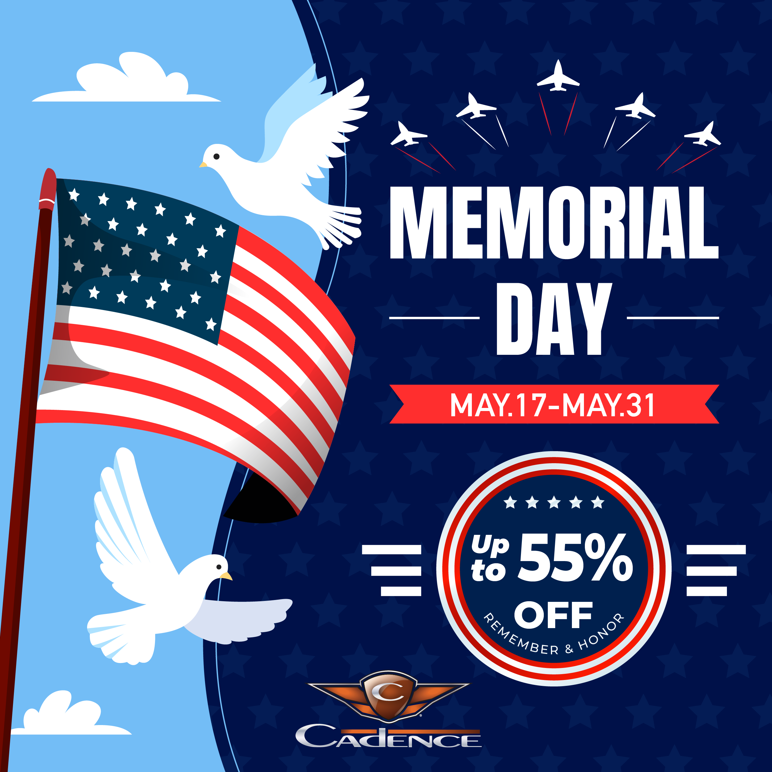 Up to 55% Off on Memorial Day!